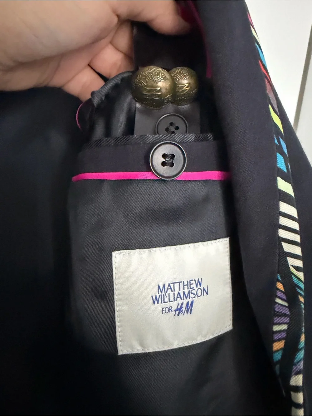 Matthew Williamson for H&M Navy Blazer Multicolor Trim 38R